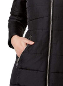 Casaco acolchoado com capuz e acabamento falso Maralyn &amp; Me Juniors feminino, preto, tamanho pequeno