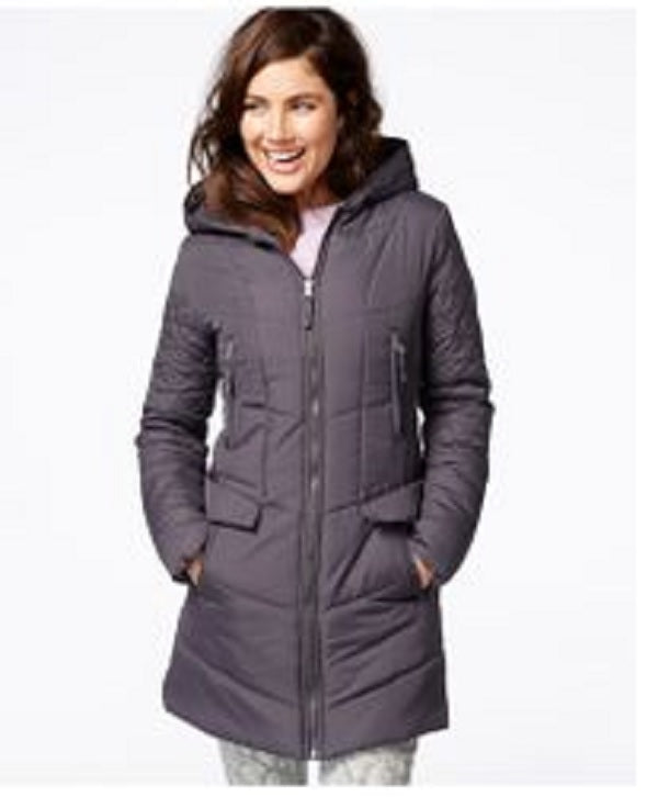 Casaco acolchoado com capuz e acabamento em pele sintética Maralyn &amp; Me Juniors, azul, tamanho médio