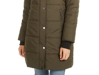 Casaco acolchoado com capuz e acabamento em pele sintética Maralyn &amp; Me Juniors, verde, tamanho médio