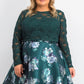 Vestido feminino plus size da City Studios, 2 peças, com renda e estampa floral, verde escuro, tamanho 16W