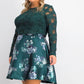Vestido feminino plus size da City Studios, 2 peças, com renda e estampa floral, verde escuro, tamanho 16W