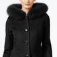 Casaco feminino Forecaster com capuz e acabamento em pele de raposa, preto, tamanho 10