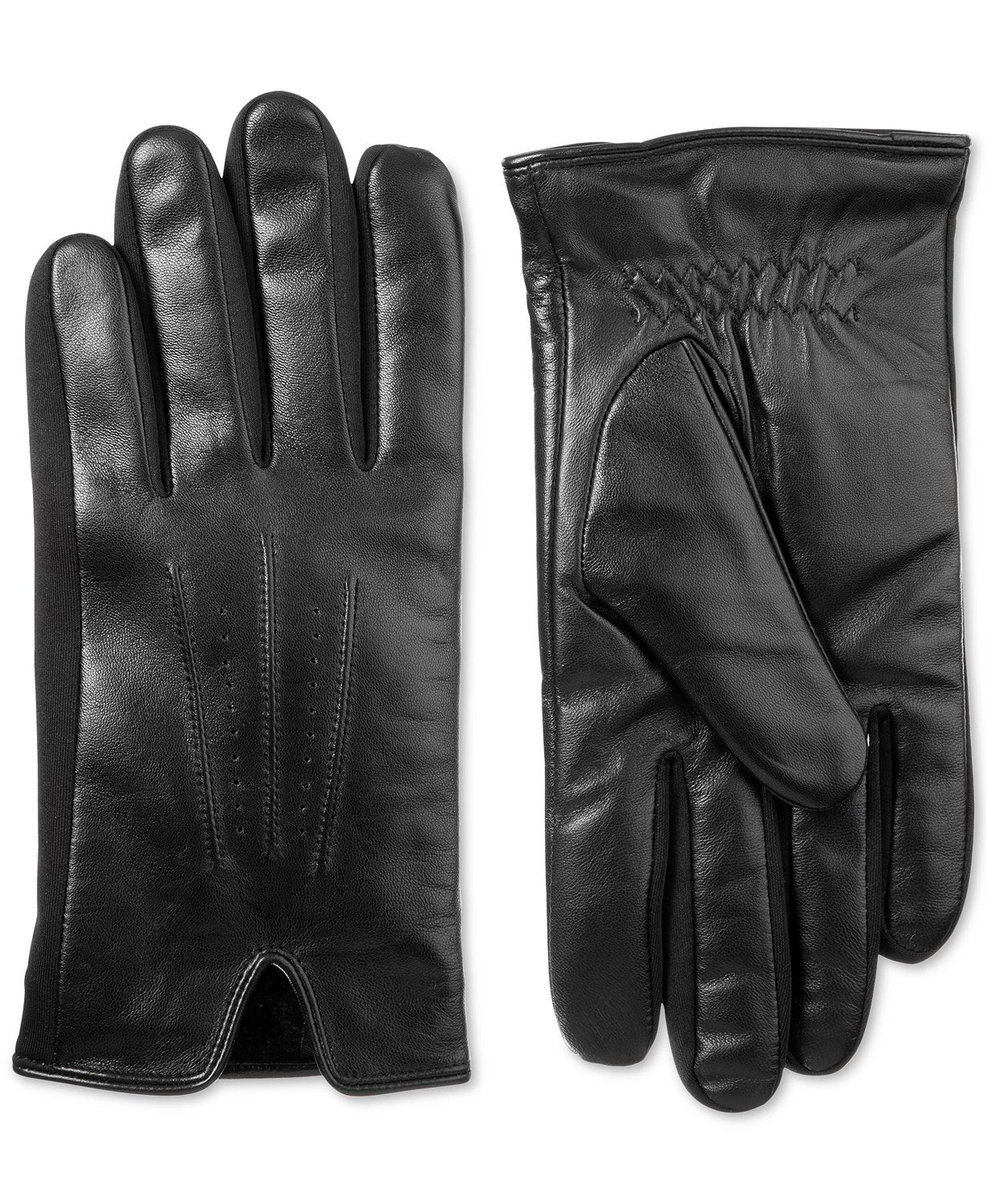 Luvas de couro Isotoner masculinas, de couro, elegantes e térmicas, pretas, tamanho grande