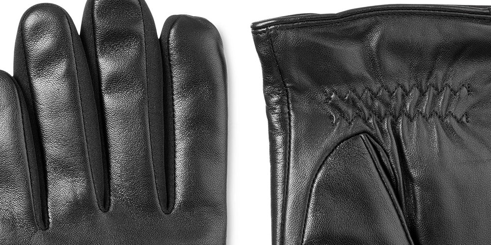 Luvas de couro Isotoner masculinas, de couro, elegantes e térmicas, pretas, tamanho grande