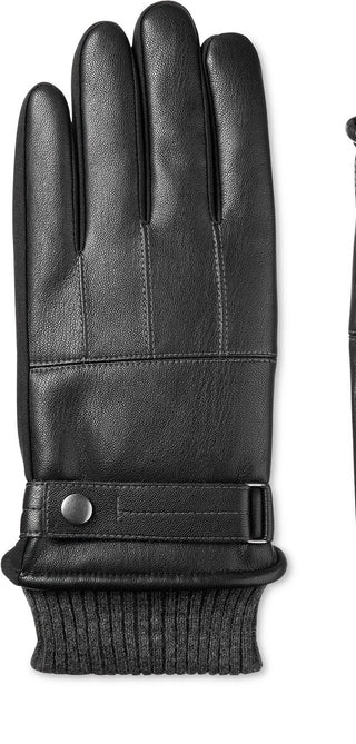 Luvas Isotoner Signature Sleekheat de couro sintético masculinas, pretas, tamanho grande