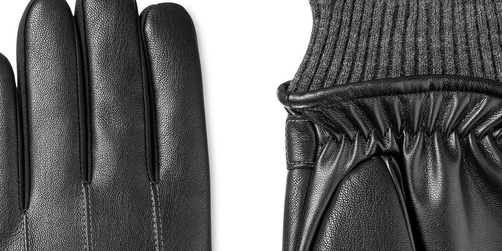 Luvas Isotoner Signature Sleekheat Masculinas em Couro Sintético, Pretas, Tamanho Grande