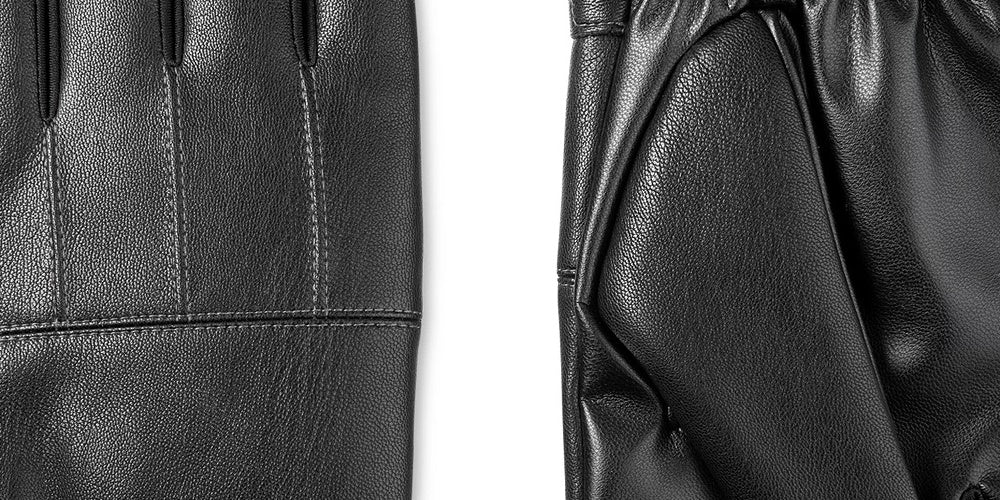 Luvas Isotoner Signature Sleekheat Masculinas em Couro Sintético, Pretas, Tamanho Grande