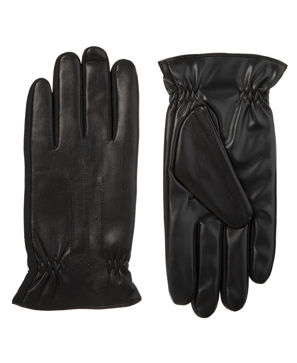 Luvas de tela sensível ao toque Isotoner Signature Sleekheat Faux Nappa para homens, pretas, tamanho extra grande