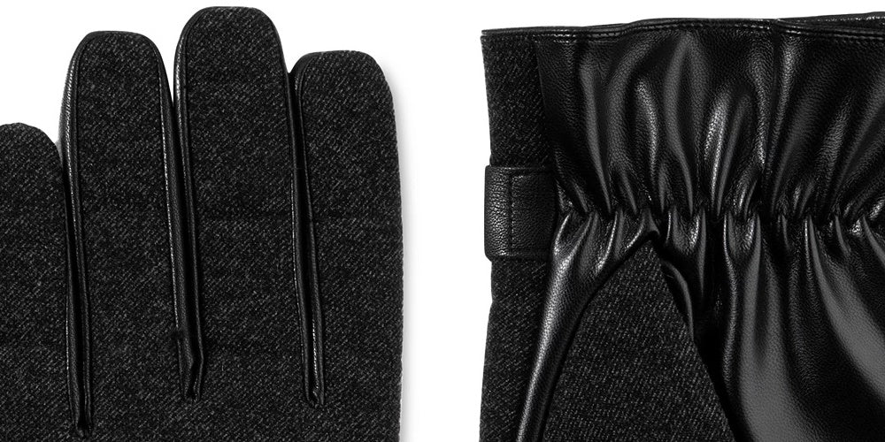 Luvas Smartouch de lã sintética masculinas Isotoner Signature, pretas, tamanho médio