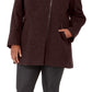 Casaco com capuz e zíper assimétrico com acabamento em pele sintética Maralyn &amp; Me Juniors Plus Size Zinfandel tamanho 2X