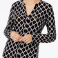 INC International Concepts Top feminino pequeno com estampa e bolso com zíper, preto, tamanho pequeno