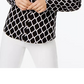 INC International Concepts Top feminino pequeno com estampa e bolso com zíper, preto, tamanho pequeno