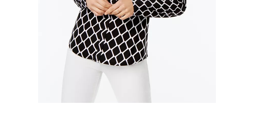 INC International Concepts Top feminino pequeno com estampa e bolso com zíper, preto, tamanho pequeno