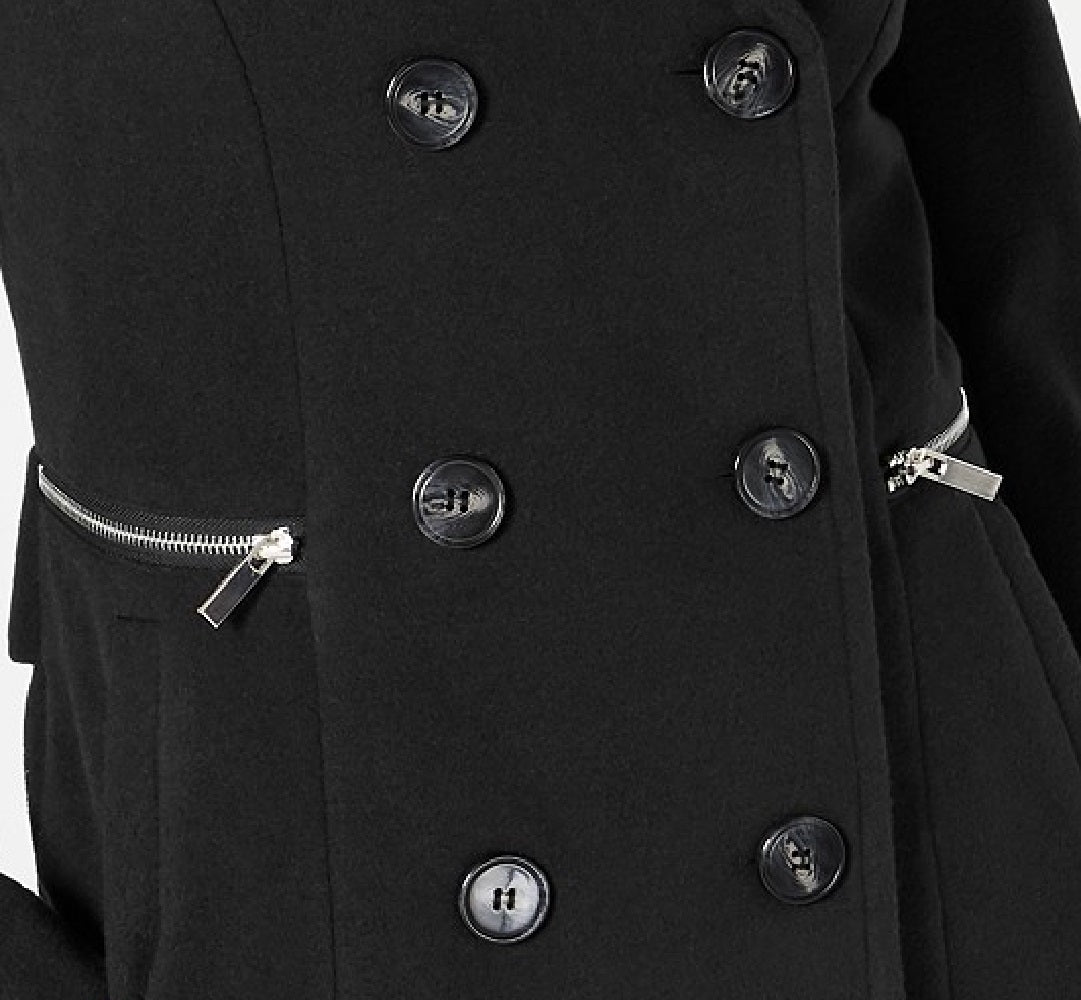 Maralyn &amp; Me Juniors' Casaco de lã trespassado preto tamanho XX-G