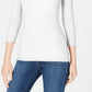INC International Concepts Top feminino pequeno com decote em V, branco, tamanho pequeno pequeno