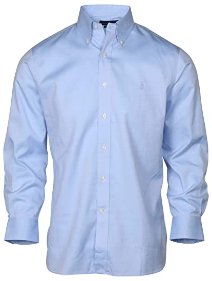 Camisa social Ralph Lauren masculina, ajuste regular, elástica, sem necessidade de passar, tamanho azul-marinho, 15,5 x 32-33