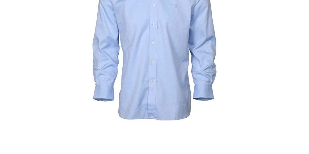 Camisa social Ralph Lauren masculina, ajuste regular, elástica, sem necessidade de passar, tamanho azul-marinho, 15,5 x 32-33
