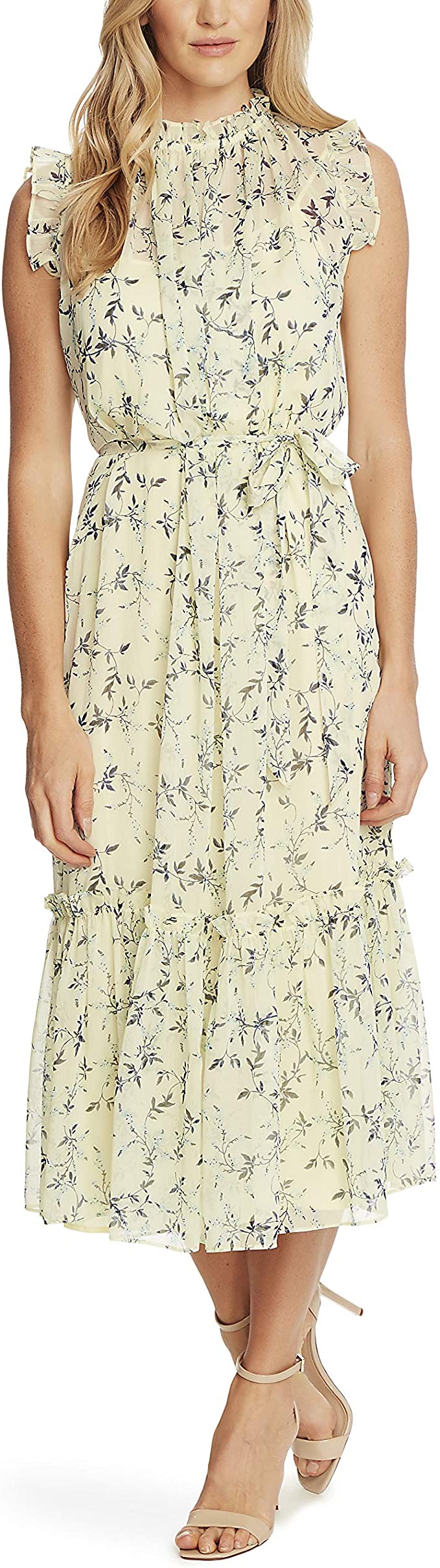 Vestido sem mangas Wisteria Vines feminino Cece, amarelo, tamanho 8