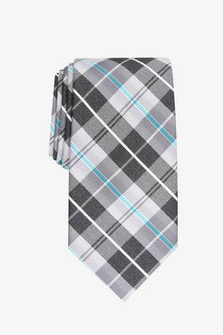 Gravata xadrez clássica Dever masculina Perry Ellis, cor carvão, tamanho único