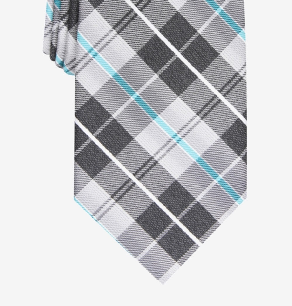 Gravata xadrez clássica Dever masculina Perry Ellis, cor carvão, tamanho único
