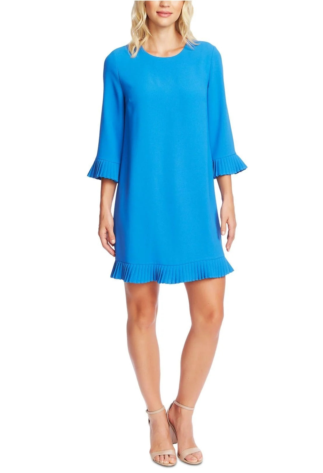 Vestido feminino Cece com detalhe plissado em crepe musgo, azul, tamanho extragrande