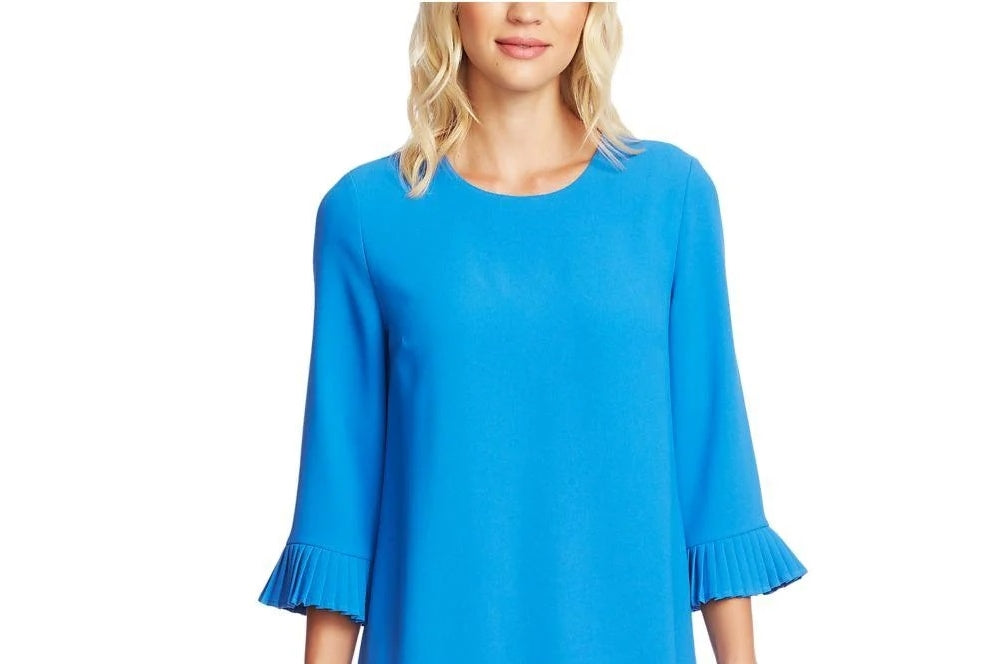 Vestido feminino Cece com detalhe plissado em crepe musgo, azul, tamanho extragrande