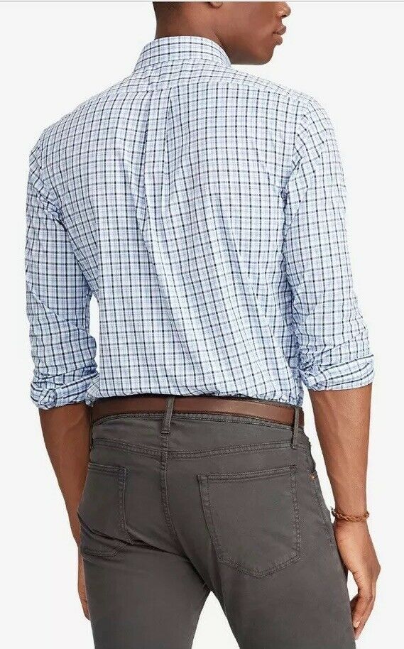 Camisa esportiva masculina Ralph Lauren Performance Twill, branca, tamanho X-S