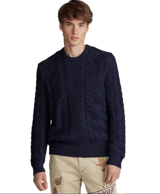 Suéter Ralph Lauren Masculino de Algodão Manga Longa Azul Marinho Tamanho Grande