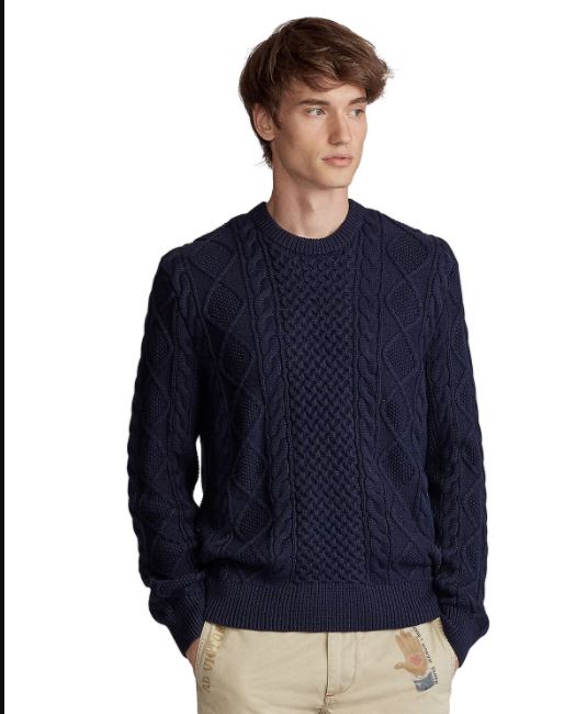 Suéter Ralph Lauren Masculino de Algodão Manga Longa Azul Marinho Tamanho Grande