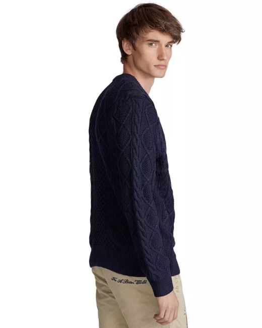 Suéter Ralph Lauren Masculino de Algodão Manga Longa Azul Marinho Tamanho Grande