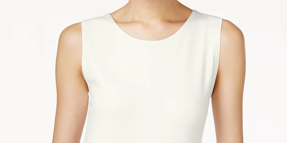 Blusa regata feminina Alfani de gola alta, branca, tamanho pequeno médio