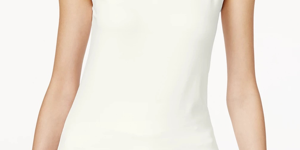 Blusa regata feminina Alfani de gola alta, branca, tamanho pequeno médio