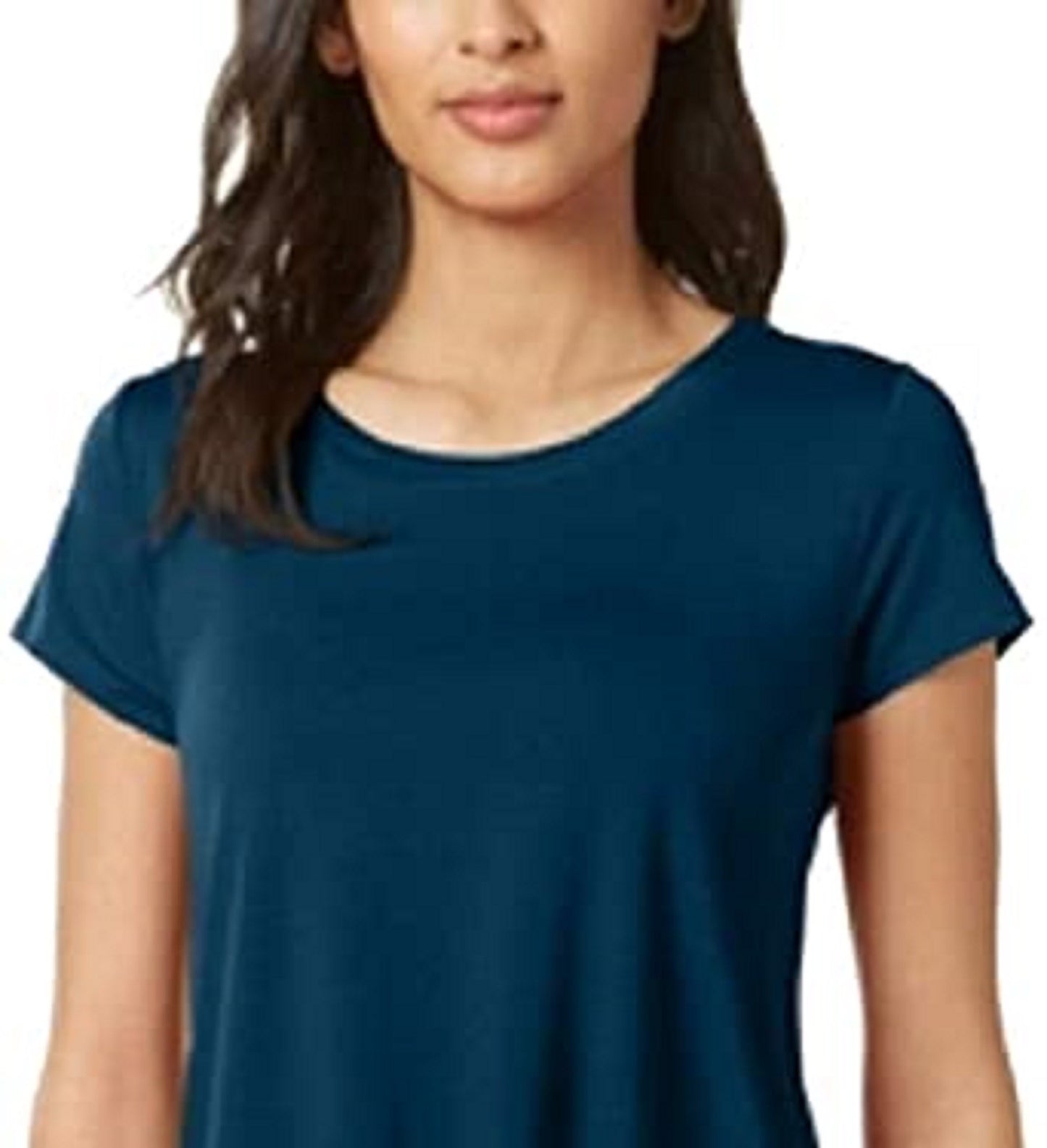 Camiseta Alfani Feminina Petite com Acabamento em Cetim, Longa e Curta, Verde, Tamanho Petite