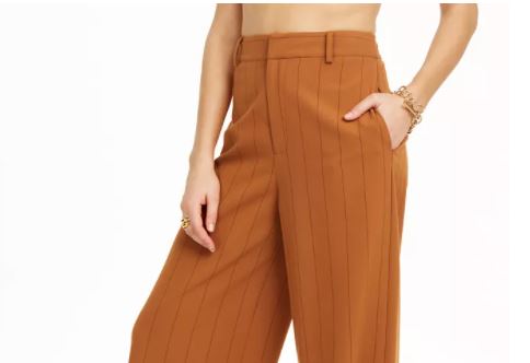 Calça feminina Danielle Bernstein com listras laranja escuro, tamanho 6