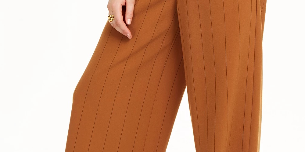 Calça feminina Danielle Bernstein com listras laranja escuro, tamanho 6