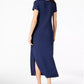 Vestido longo feminino estilo &amp; co, decote redondo, tamanho pequeno, azul