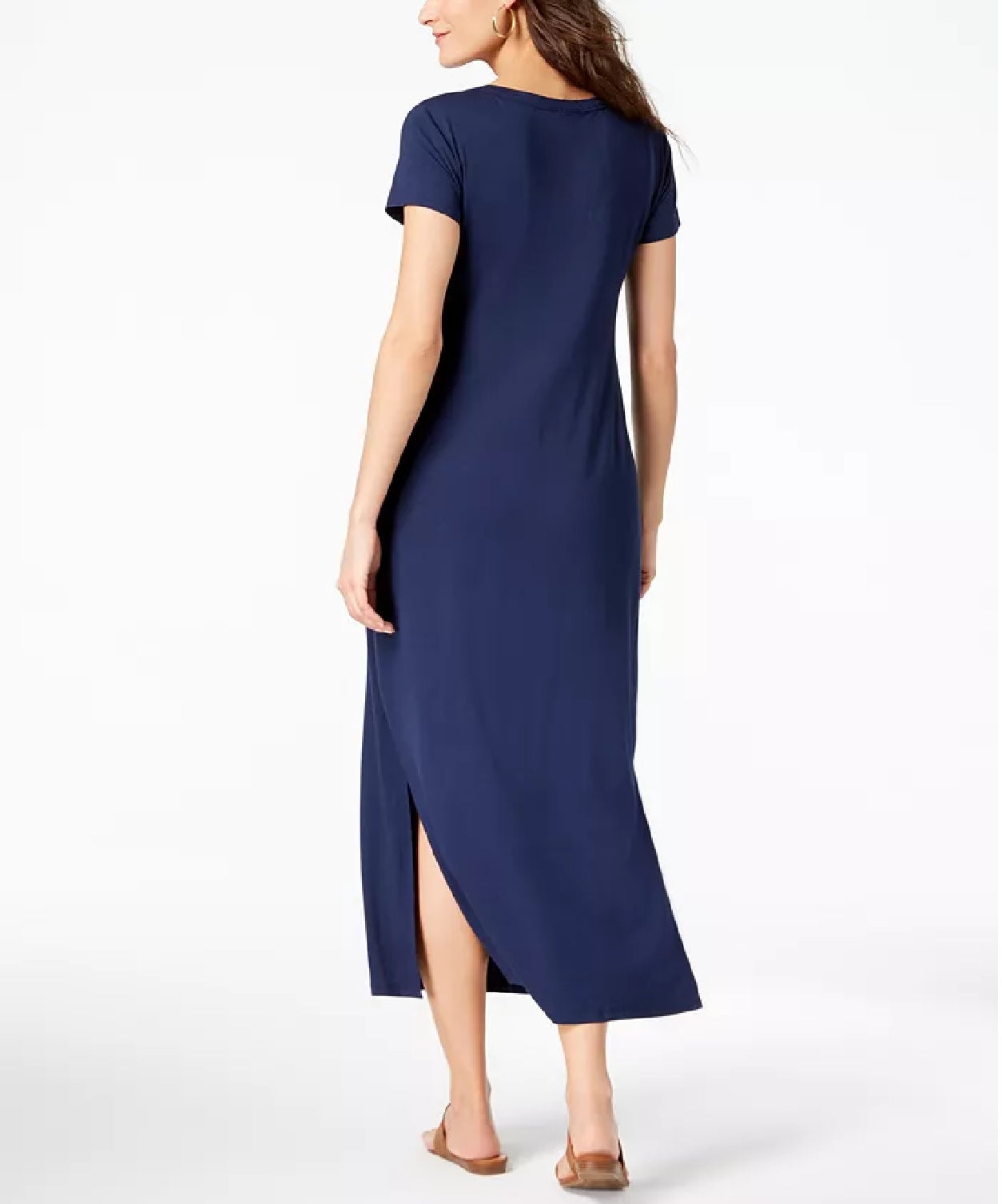 Vestido longo feminino estilo &amp; co, decote redondo, tamanho pequeno, azul