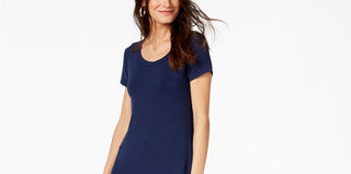 Vestido longo feminino estilo &amp; co, decote redondo, tamanho pequeno, azul