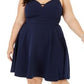Vestido plus size estilo coração da City Studios feminino, azul marinho, tamanho 22W