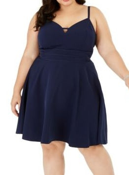 Vestido plus size estilo coração da City Studios feminino, azul marinho, tamanho 22W