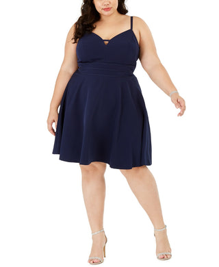 Vestido plus size estilo coração da City Studios feminino, azul marinho, tamanho 22W