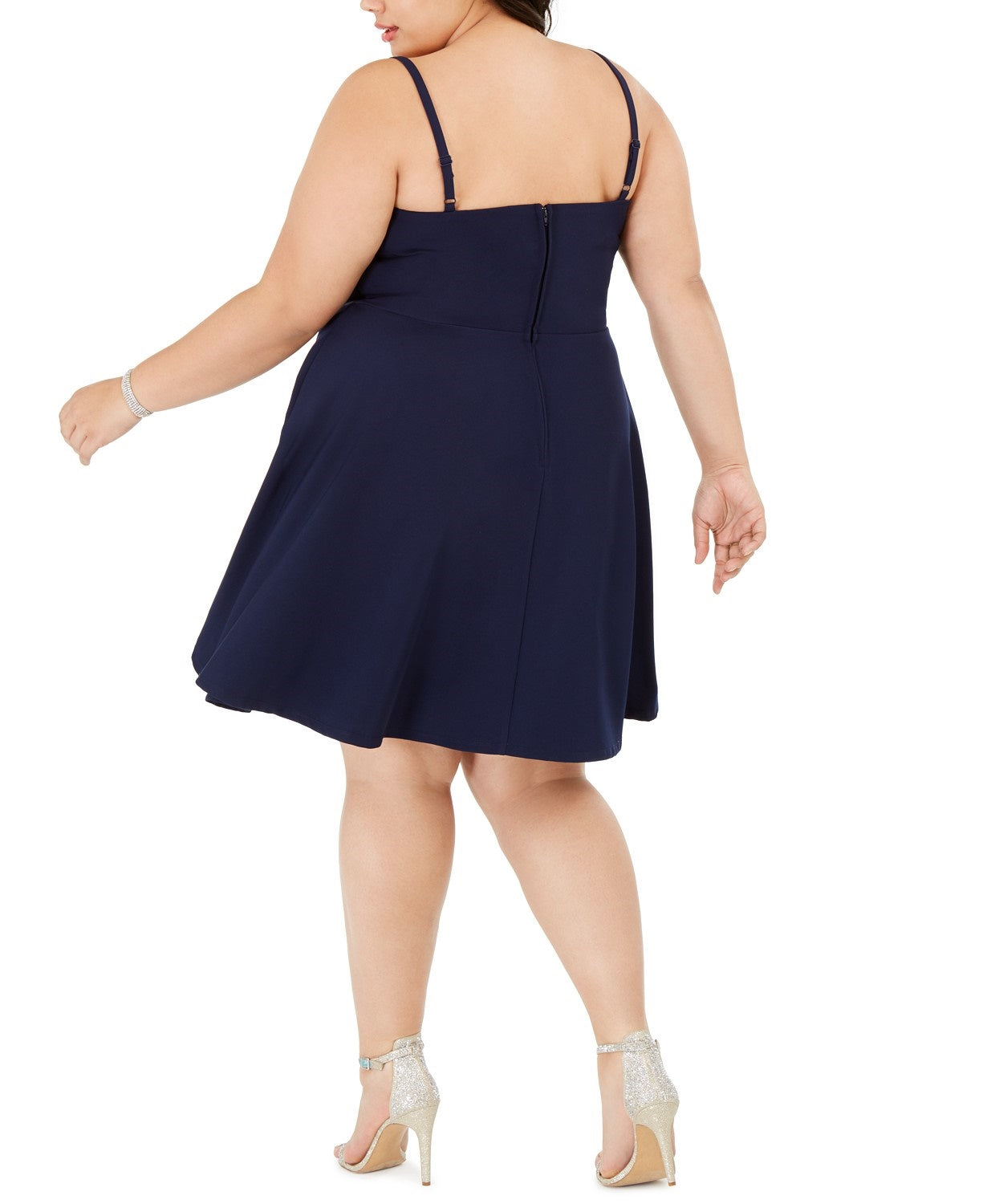 Vestido plus size estilo coração da City Studios feminino, azul marinho, tamanho 22W