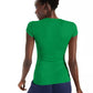 Blusa feminina com decote em V canelado, tamanho médio, verde, da INC International Concepts