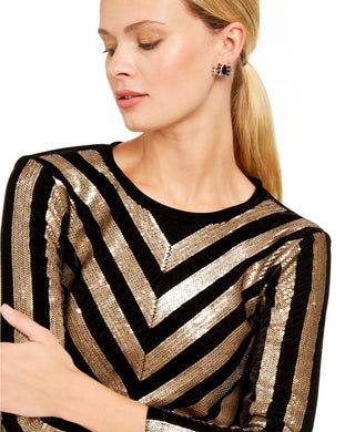 INC International Concepts Top Chevron de Veludo com Lantejoulas Feminino Tamanho Pequeno