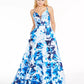 Vestido infantil com estampa floral e alça dupla, corações de lantejoulas, azul, tamanho 13