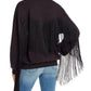 Moletom feminino Levi's com gola redonda e franjas, preto, tamanho 2, extra grande