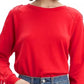Moletom feminino Levi's com gola redonda e franjas, vermelho, tamanho X-S