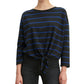 Blusa de algodão listrada Greta com bainha amarrada Levi's feminina, preta, tamanho médio