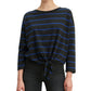 Blusa de algodão listrada Greta com bainha amarrada Levi's feminina, preta, tamanho grande