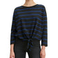 Blusa de algodão listrada Greta com bainha amarrada Levi's feminina, preta, tamanho grande